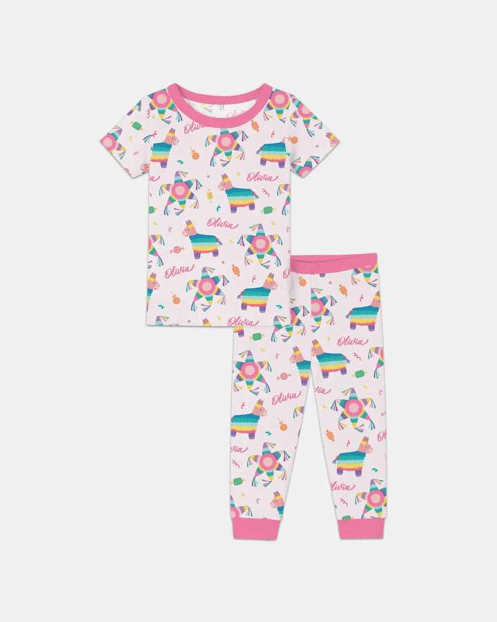 Custom Name Smash the Pinata Bamboo Two Piece Short Sleeve Pajama Set