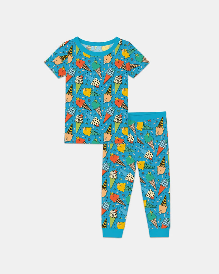 Summer Retro Ice Creams Family Matching Bamboo Two Piece Short Sleeve Pajama Set