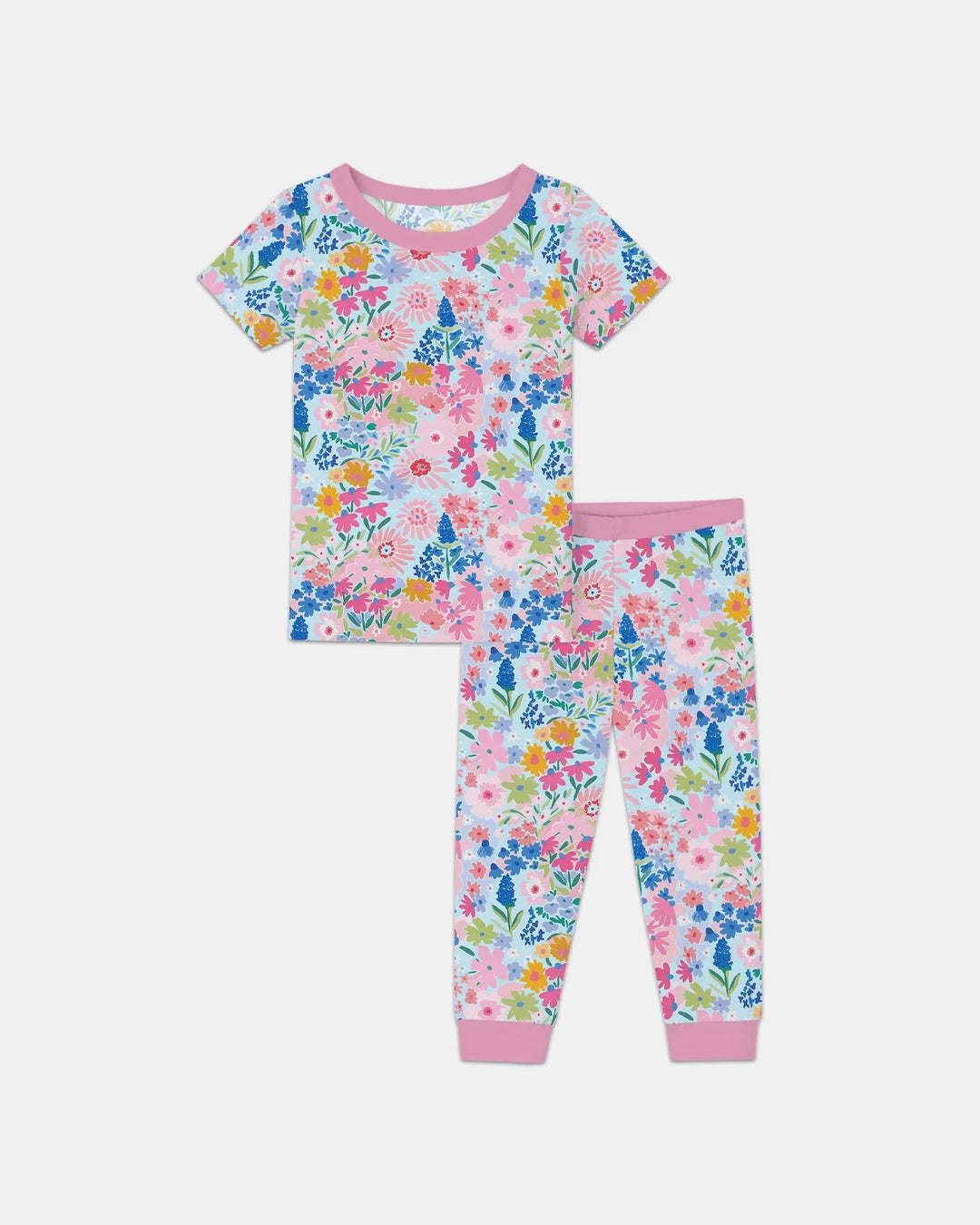 Little Flower Garden Matching Bamboo Two Piece Short Sleeve Pajama Set
