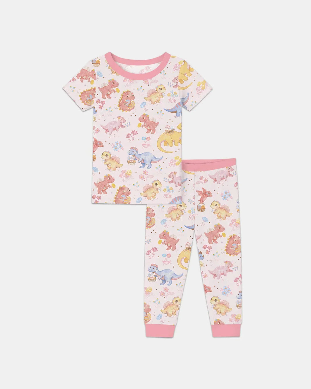 Dino Easter Bamboo Two Piece Short Sleeve Pajama Set