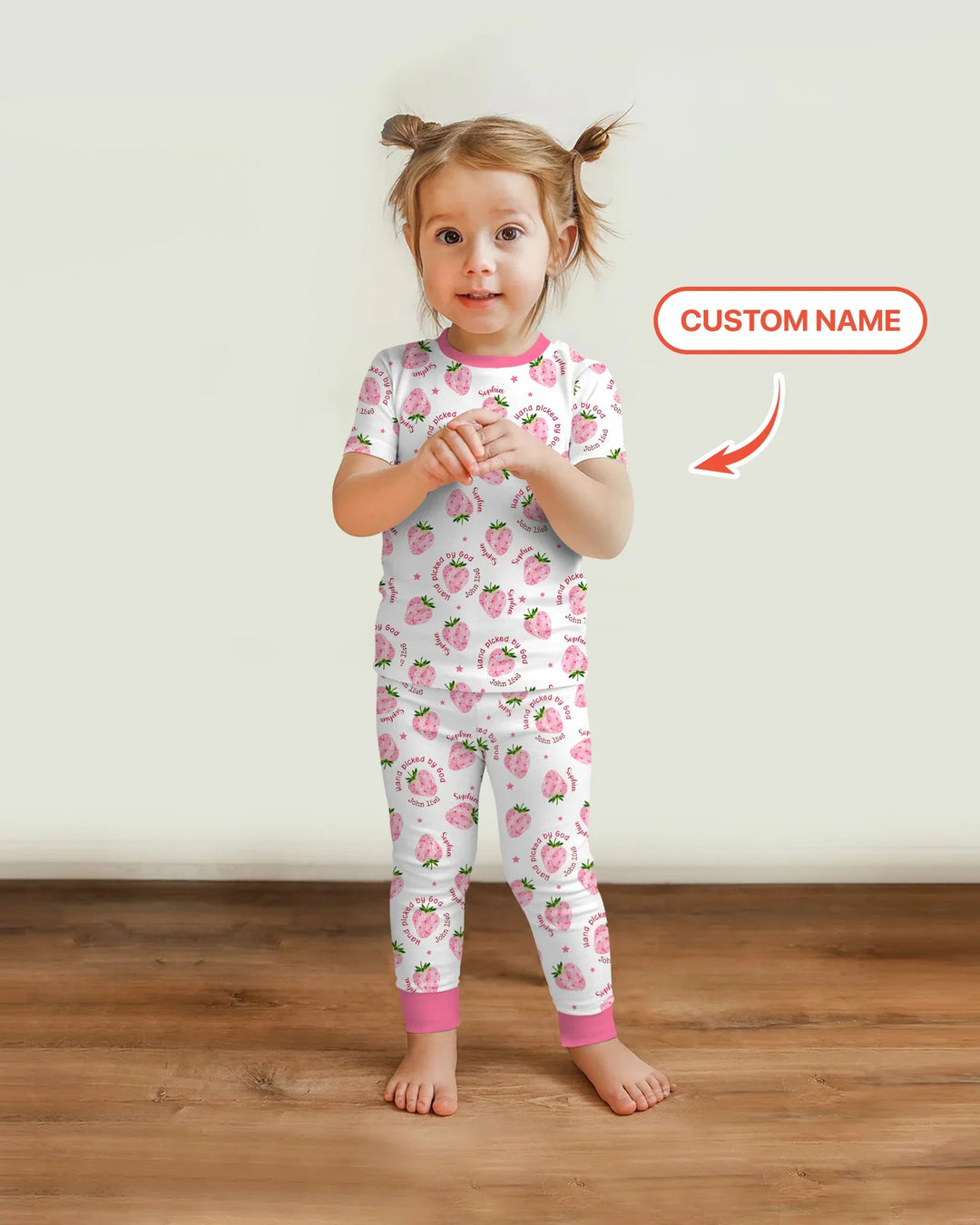 Hand Picked By God Custom Name Bamboo Two Piece Short Sleeve Pajama Set