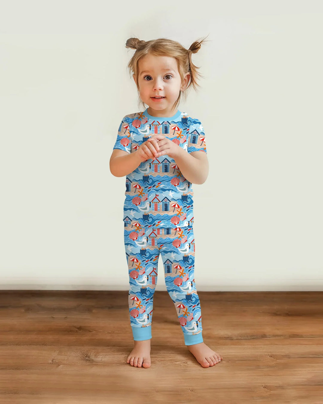 Little Beach Day Bamboo Two Piece Short Sleeve Pajama Set