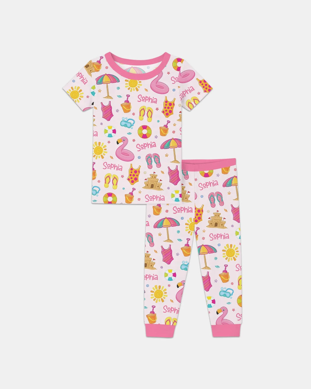 Custom Name Summer is Fun Bamboo Two Piece Short Sleeve Pajama Set