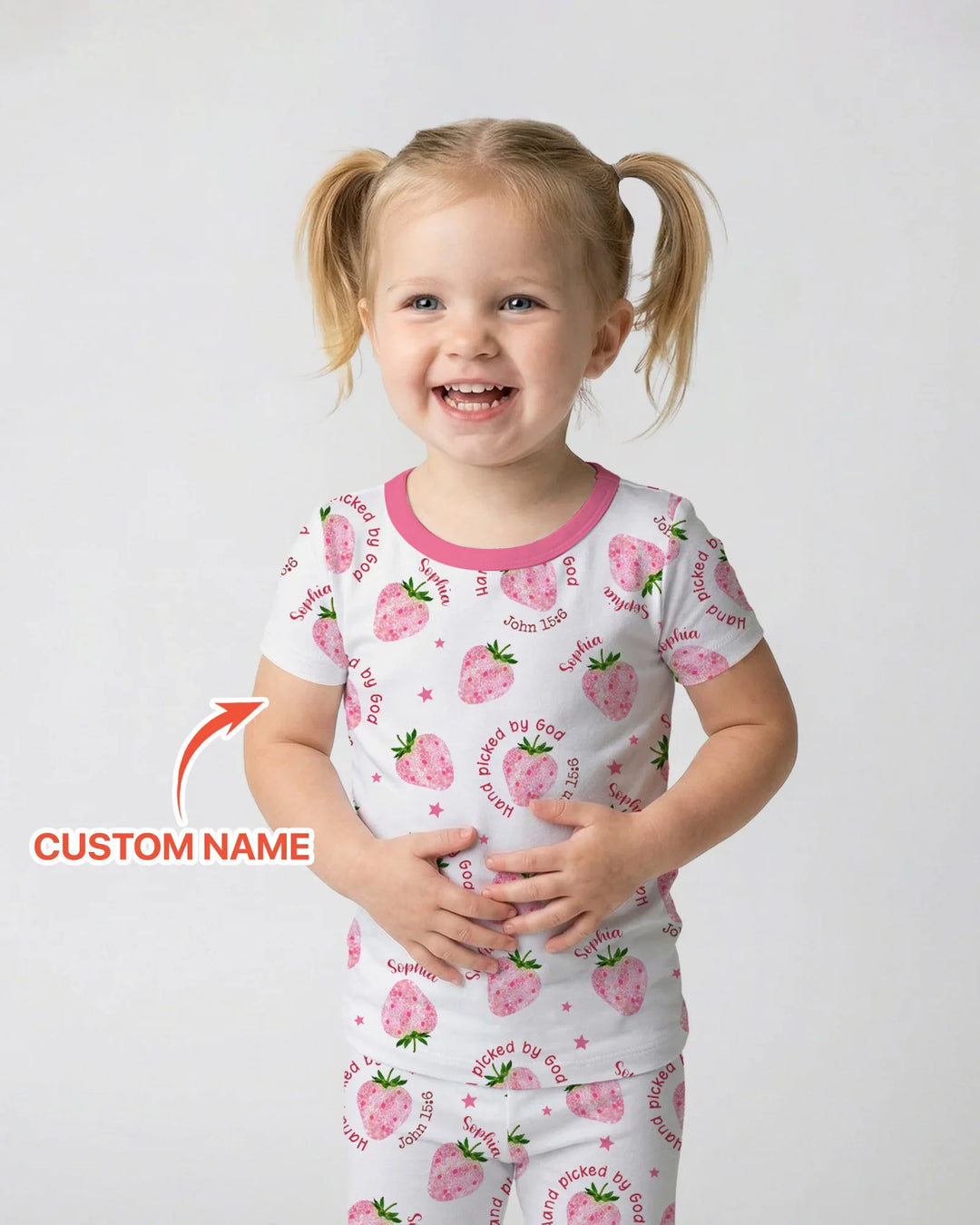 Hand Picked By God Custom Name Bamboo Two Piece Short Sleeve Pajama Set