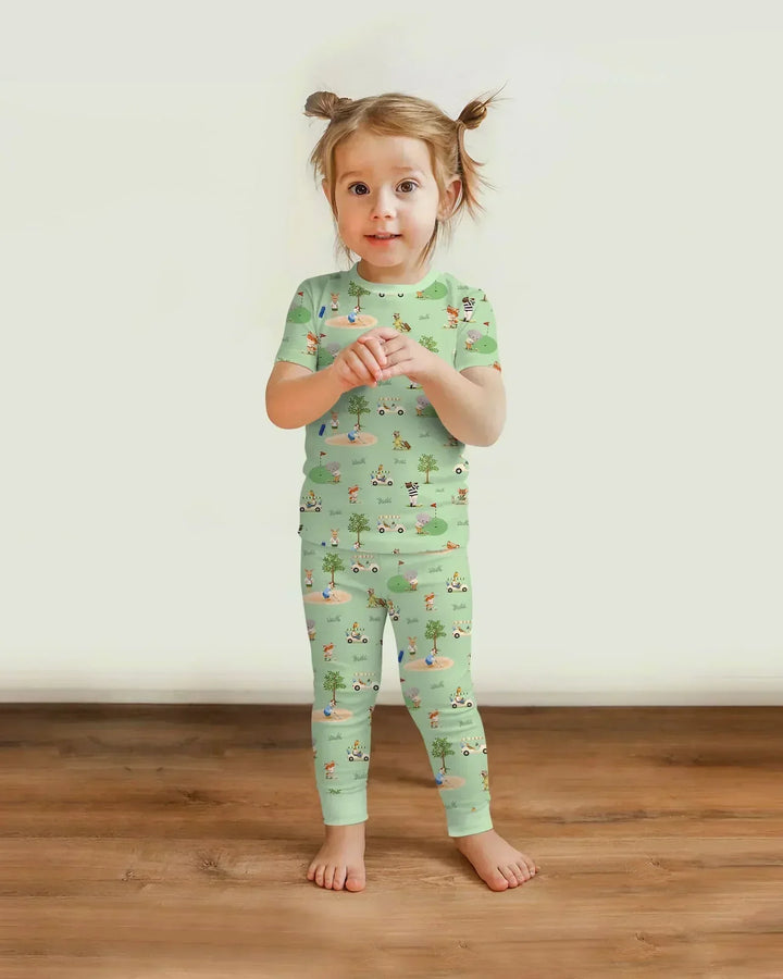 Let's Golf Bamboo Two Piece Short Sleeve Pajama Set