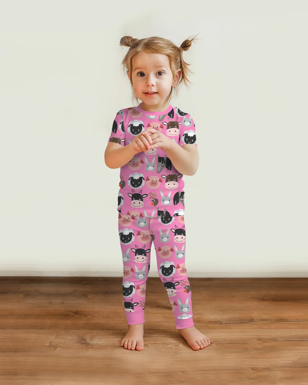 Farm Friends Family Matching Bamboo Two Piece Short Sleeve Pajama Set