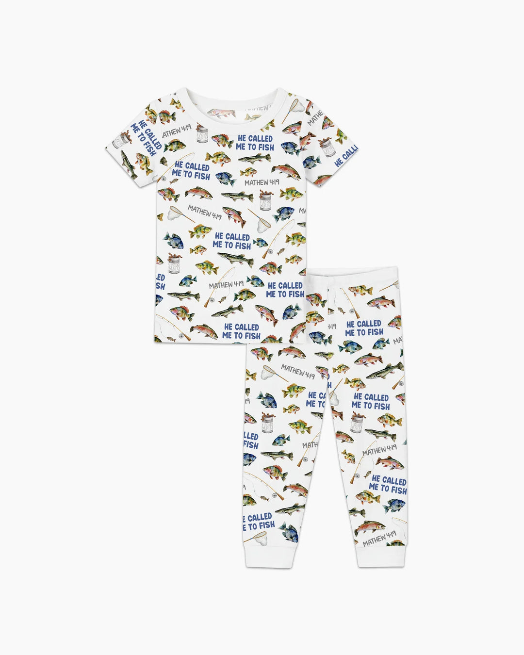 He Called Me To Fish Daddy & Me Matching Bamboo Two Piece Short Sleeve Pajama Set