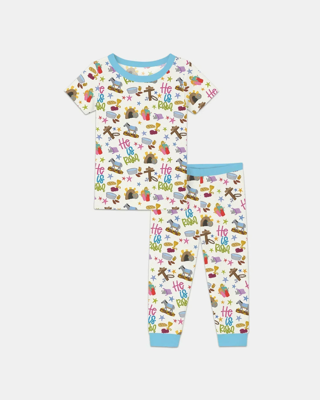 Bible Story Easter Family Matching Bamboo Two Piece Short Sleeve Pajama Set