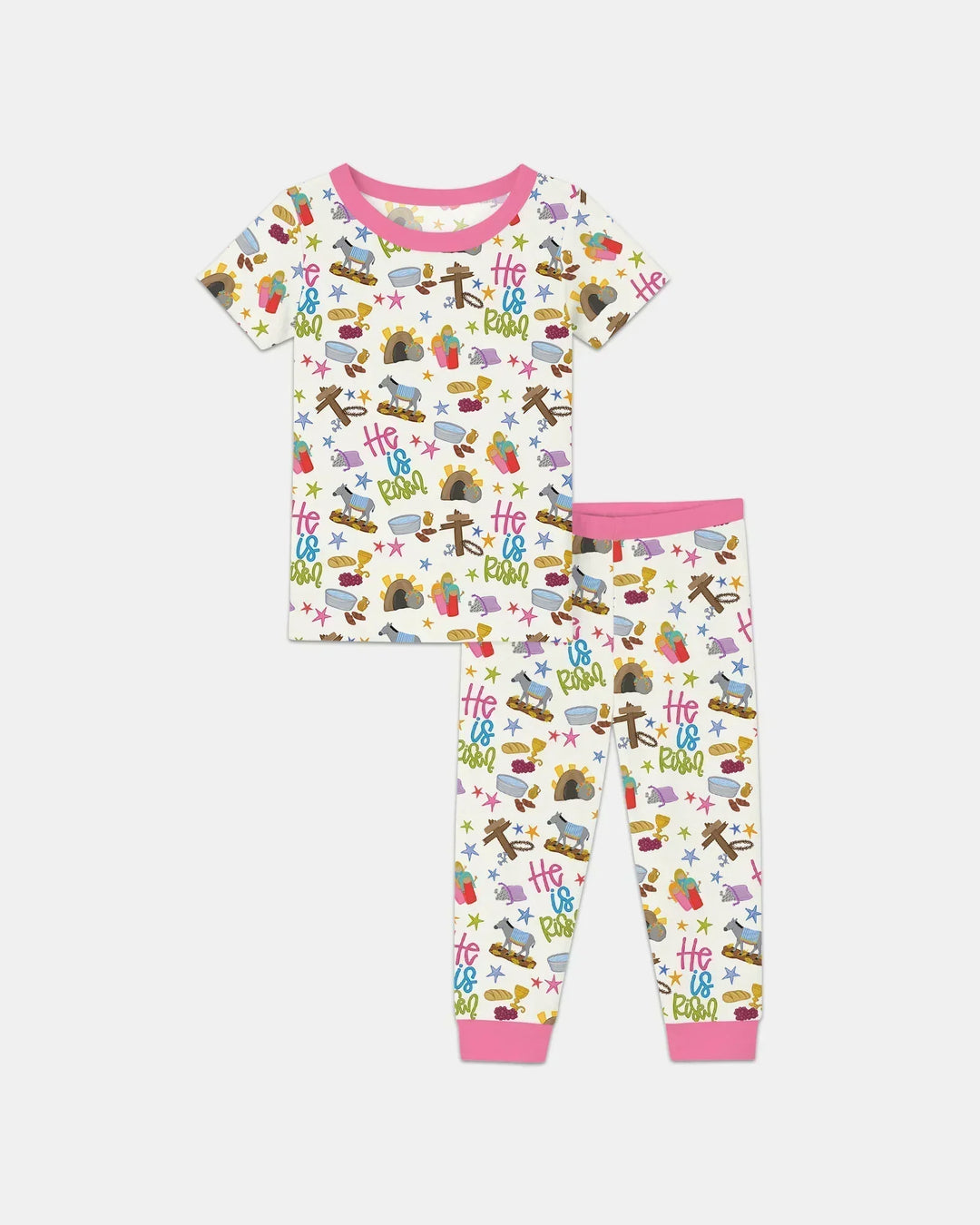 Bible Story Easter Family Matching Bamboo Two Piece Short Sleeve Pajama Set