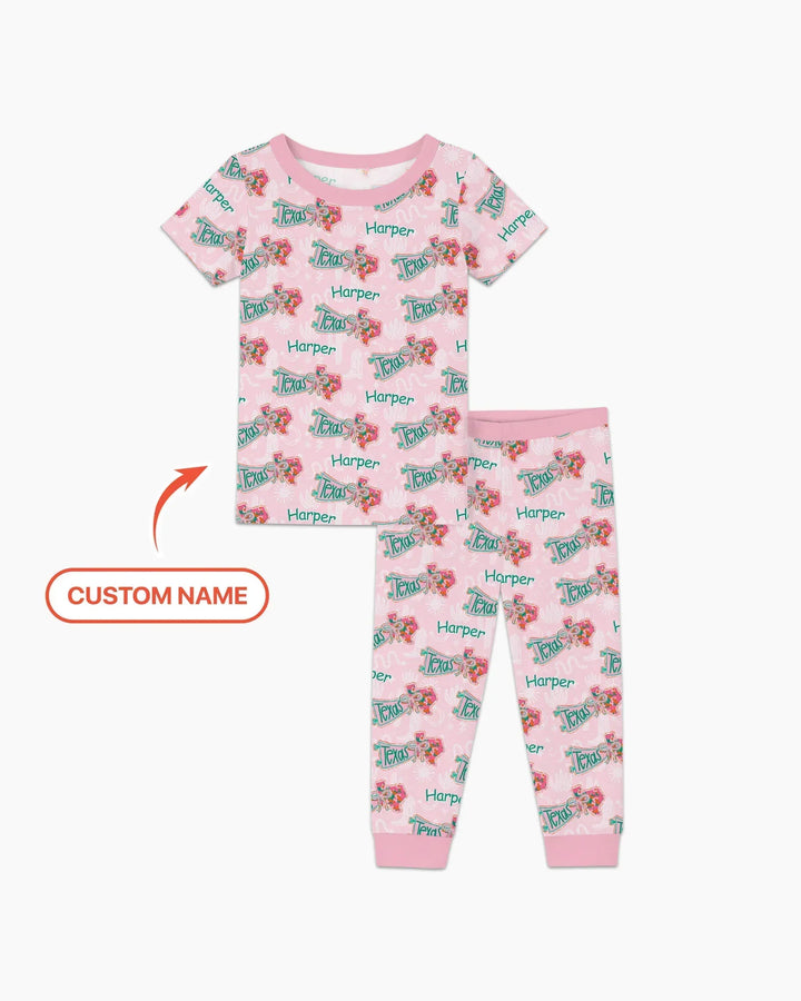Custom Name Preppy Texas Charm Bamboo Two Piece Short Sleeve Pajama Set