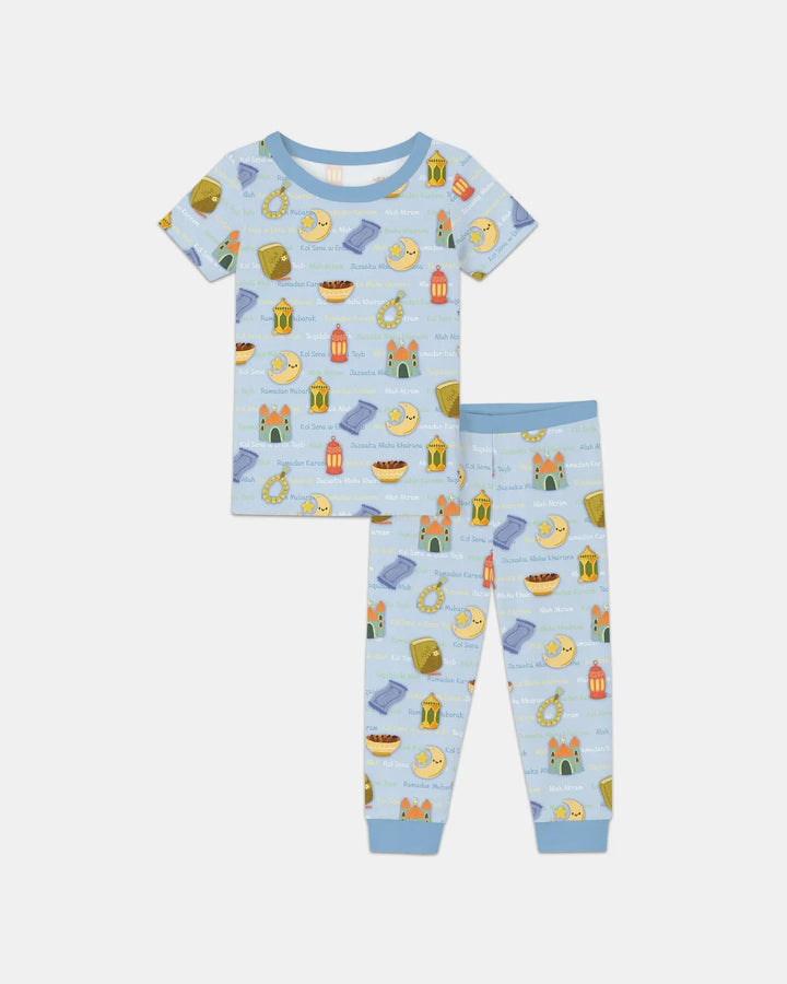 Ramadan Mubarak Family Matching Bamboo Two Piece Short Sleeve Pajama Set