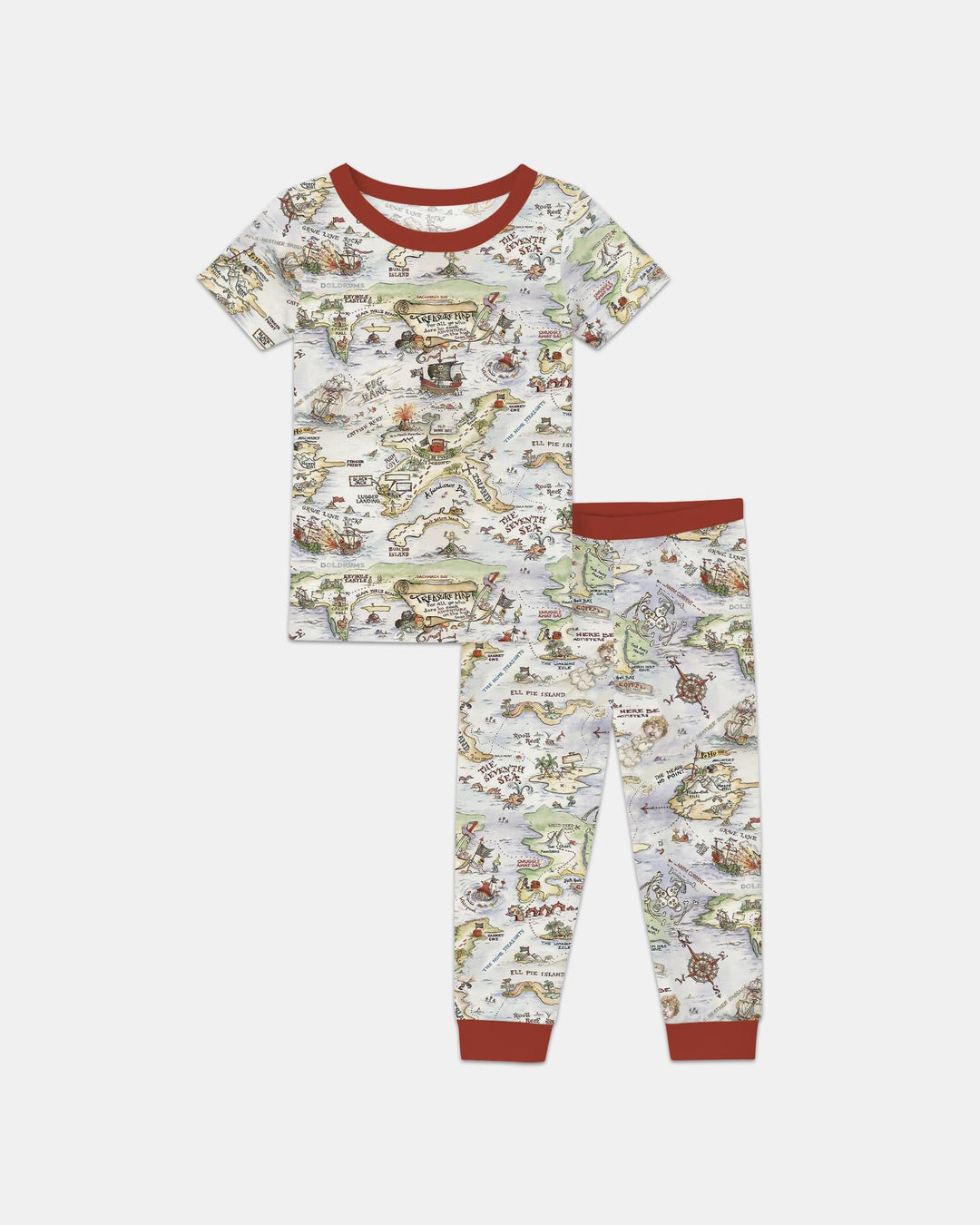 Pirate Treasure Map Daddy & Baby Matching Bamboo Two Piece Short Sleeve Pajama Set