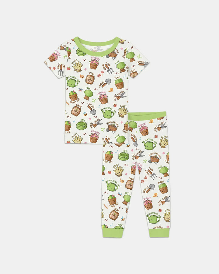 Kawaii Garden Crew Bamboo Two Piece Short Sleeve Pajama Set