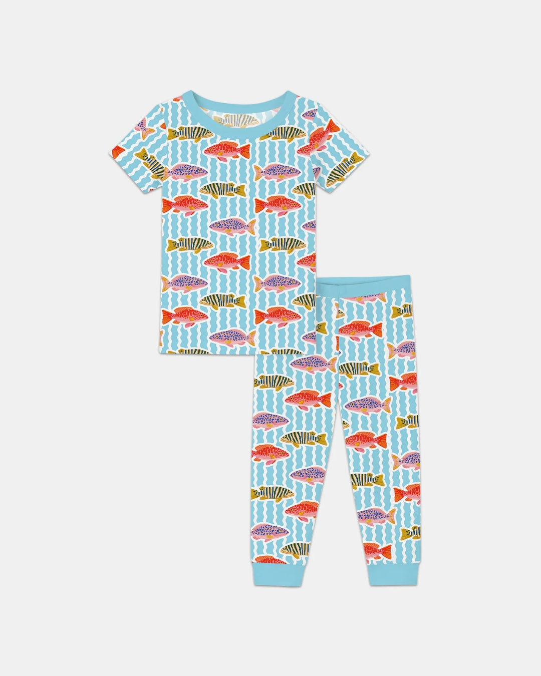 Preppy Fish Crew Bamboo Two Piece Short Sleeve Pajama Set
