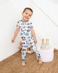 Patriotic Construction Bamboo Two Piece Short Sleeve Pajama Set