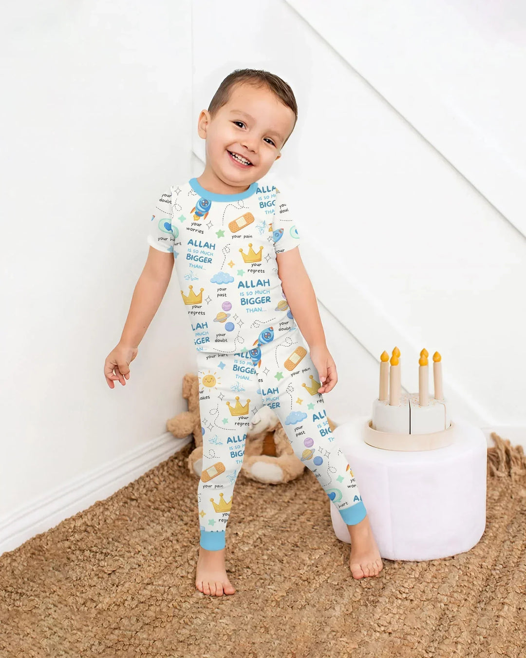 "Allah Is So Much Bigger Than..." Family Matching Bamboo Two Piece Short Sleeve Pajama Set