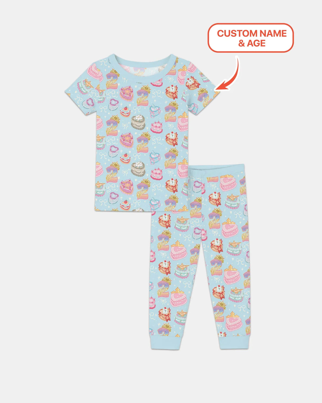 Custom Princess Baby Birthday Bamboo Two Piece Short Sleeve Pajama Set
