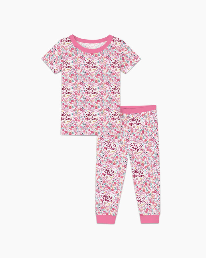 She Is Mom Floral Bamboo Two Piece Short Sleeve Pajama Set