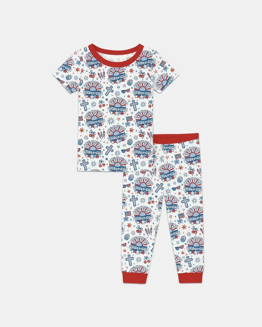 One Nation Under God Family Matching Bamboo Two Piece Short Sleeve Pajama Set