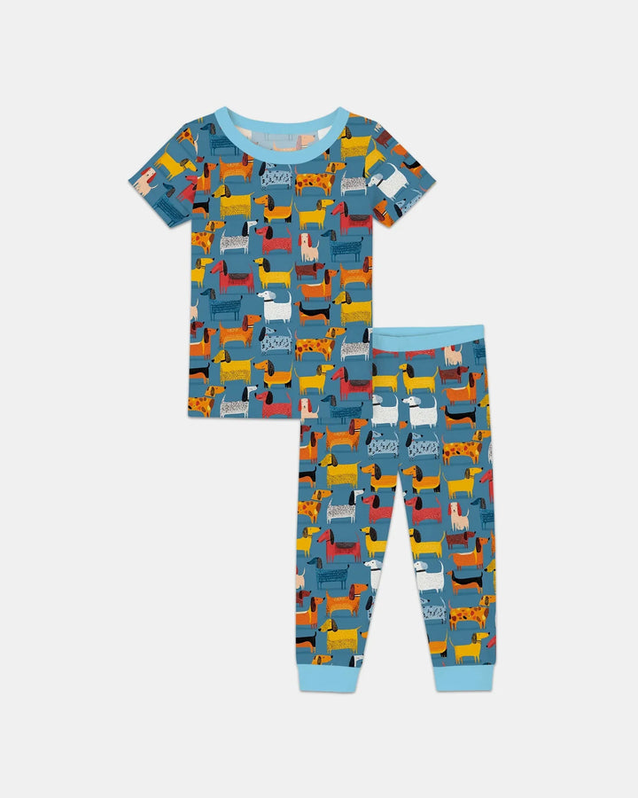 Whimsical Dachshund Bamboo Two Piece Short Sleeve Pajama Set