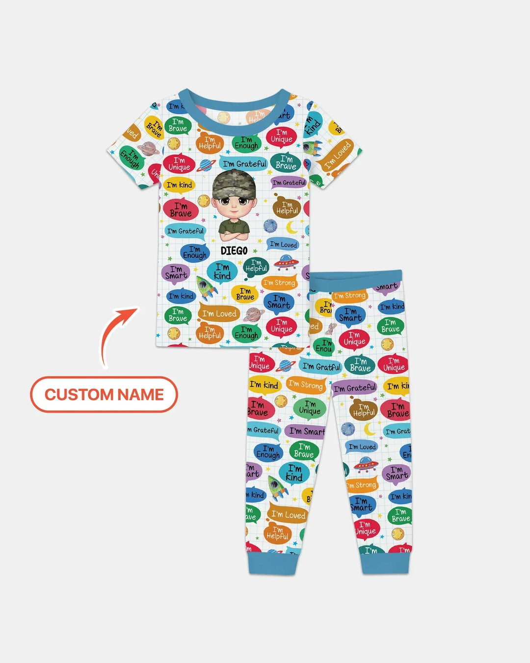 Personalized I'm Kind I'm Brave Bamboo Two Piece Short Sleeve Pajama Set