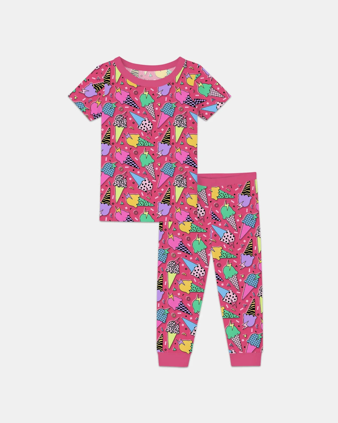 Summer Retro Ice Creams Family Matching Bamboo Two Piece Short Sleeve Pajama Set
