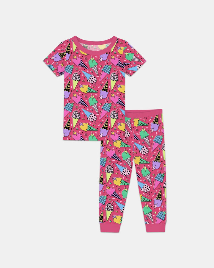 Summer Retro Ice Creams Family Matching Bamboo Two Piece Short Sleeve Pajama Set