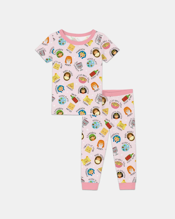 Cute Passover CharactersBamboo Two Piece Short Sleeve Pajama Set