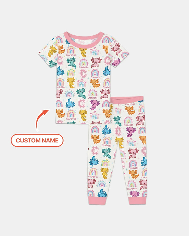 Axololt Custom Name Bamboo Two Piece Short Sleeve Pajama Set