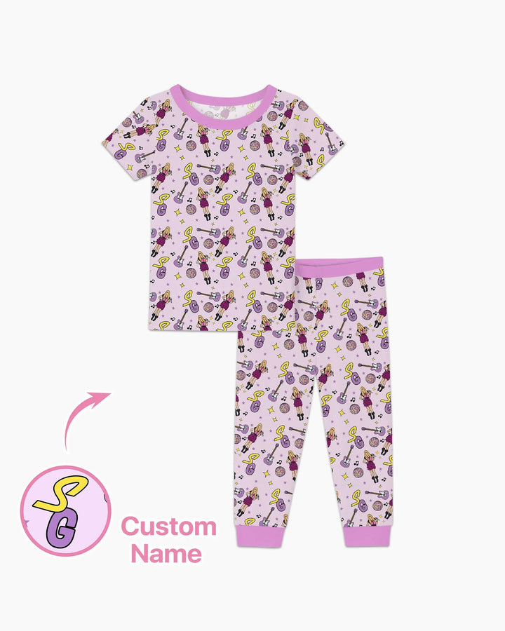 Custom Name Mini Rockstar Two Piece Short Sleeve Pajama Set
