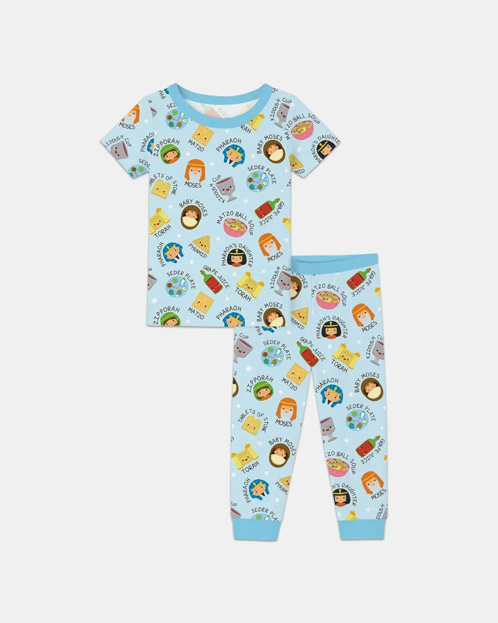 Cute Passover CharactersBamboo Two Piece Short Sleeve Pajama Set