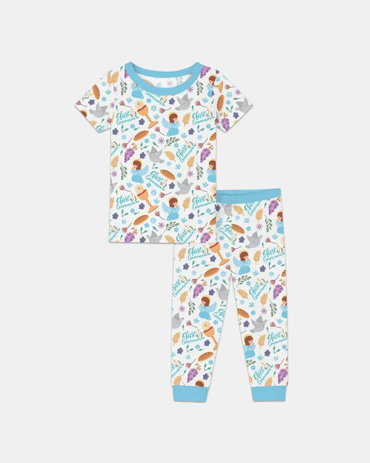 First Communion Bamboo Two Piece Short Sleeve Pajama Set