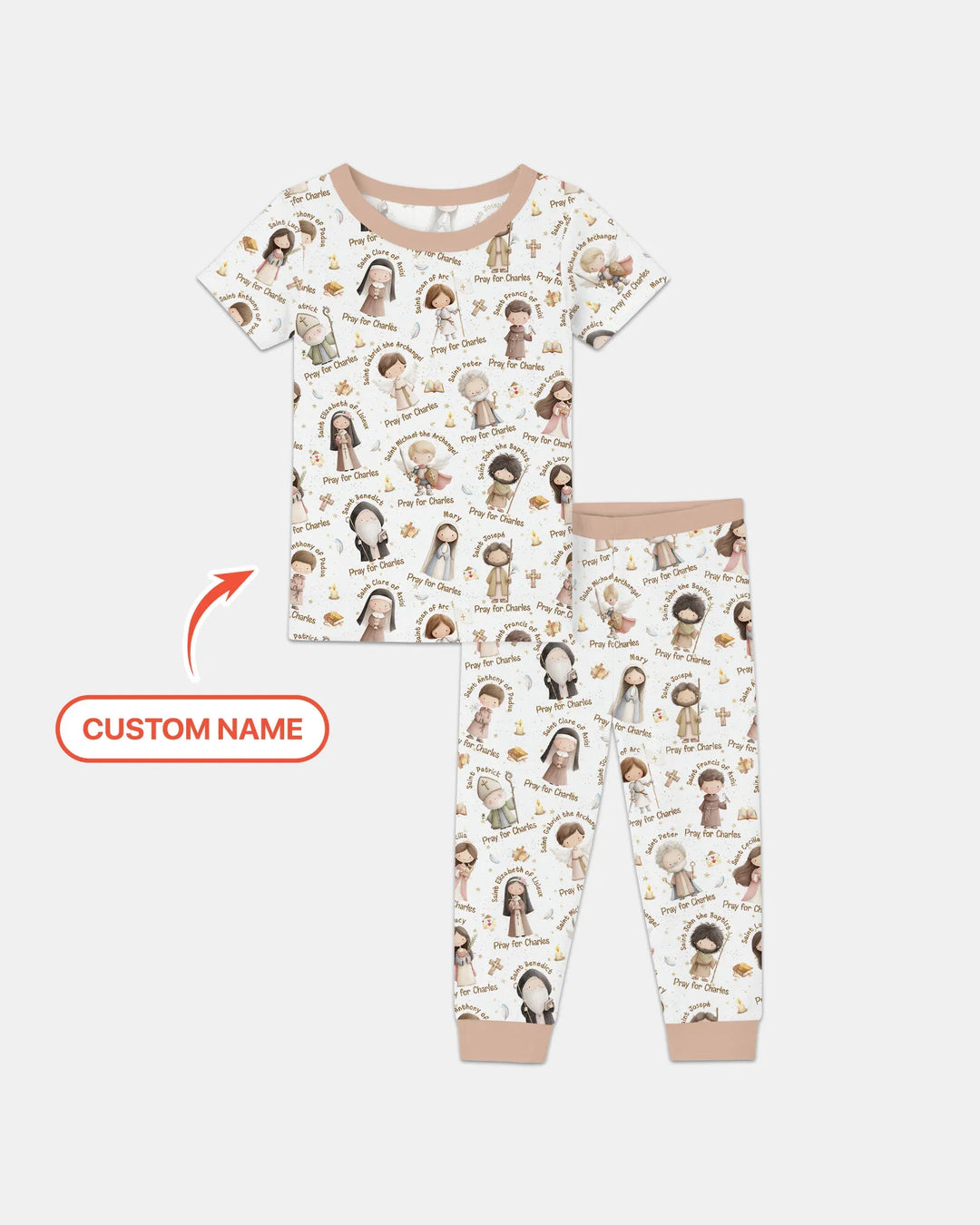 Pray For Me Custom Name Bamboo Two Piece Short Sleeve Pajama Set
