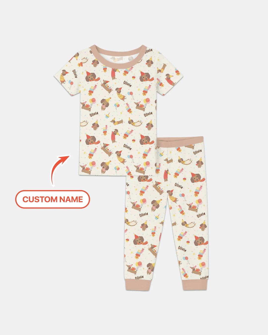 Dachshund Birthday Bamboo Two Piece Short Sleeve Pajama Set