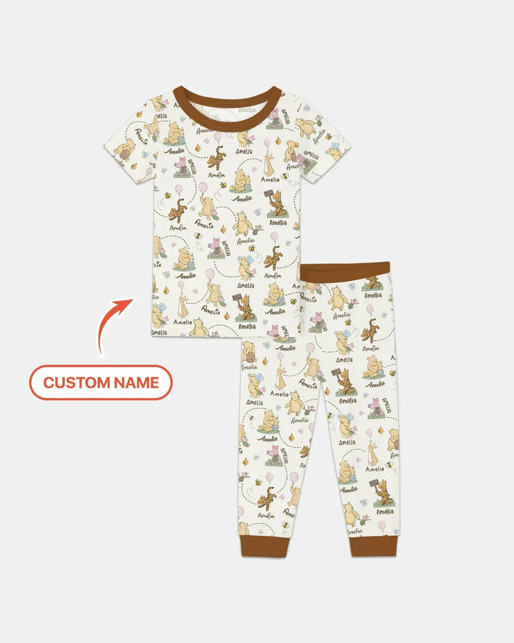 Once Upon A Bear Custom Name Bamboo Two Piece Short Sleeve Pajama Set