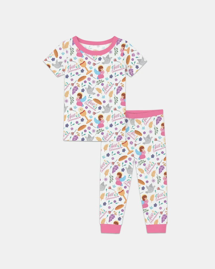 First Communion Bamboo Two Piece Short Sleeve Pajama Set
