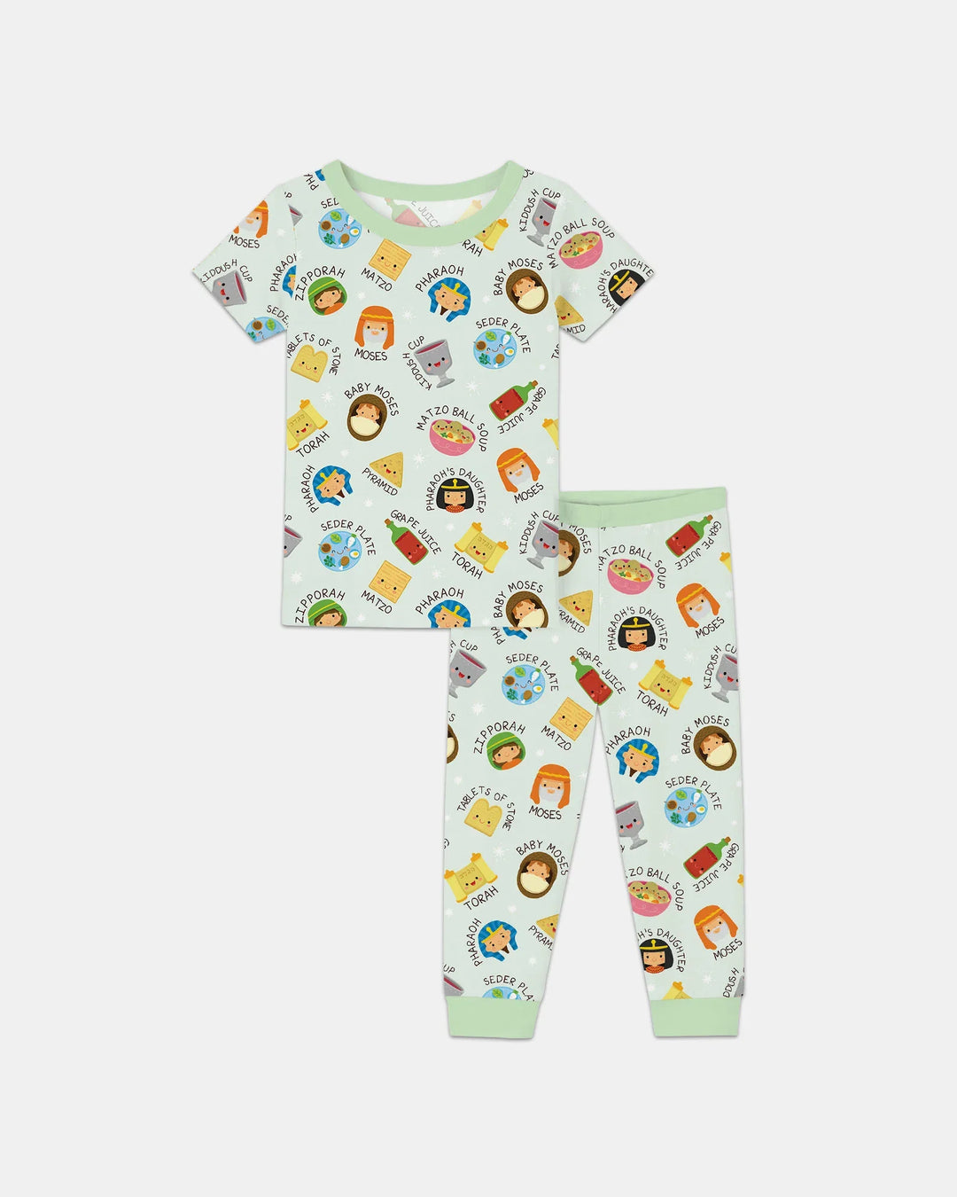 Cute Passover CharactersBamboo Two Piece Short Sleeve Pajama Set