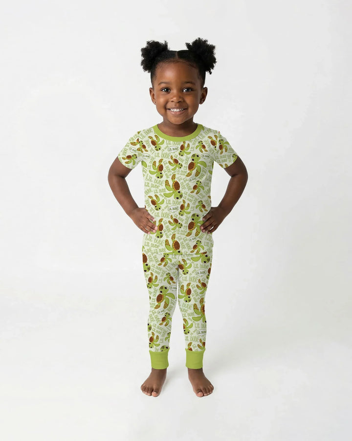 Father and Son Turtle Bamboo Two Piece Short Sleeve Pajama Set