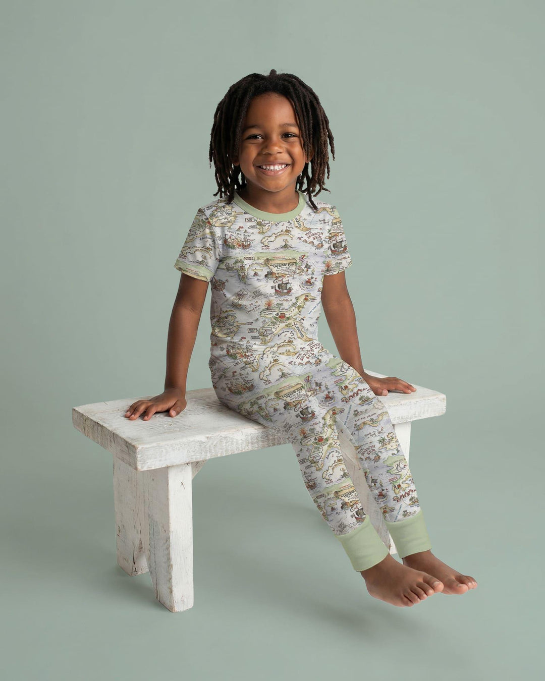 Pirate Treasure Map Daddy & Baby Matching Bamboo Two Piece Short Sleeve Pajama Set