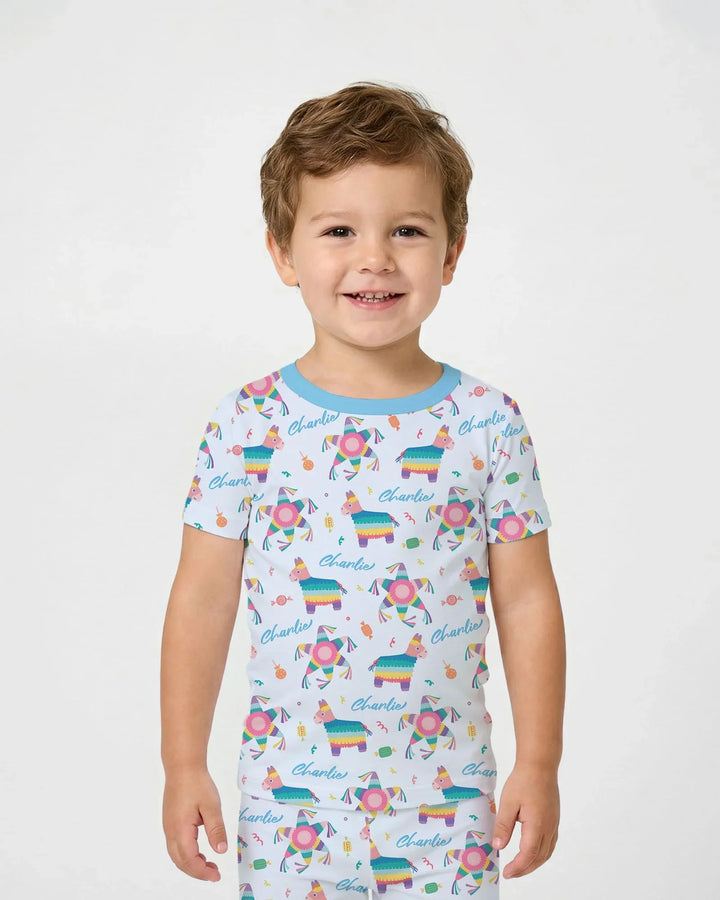 Custom Name Smash the Pinata Bamboo Two Piece Short Sleeve Pajama Set