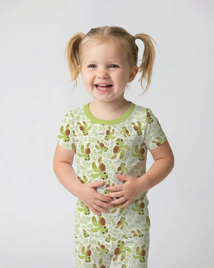 Father and Son Turtle Bamboo Two Piece Short Sleeve Pajama Set