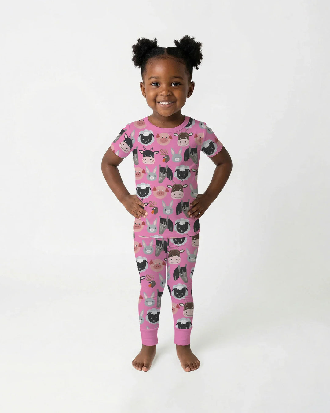 Farm Friends Family Matching Bamboo Two Piece Short Sleeve Pajama Set