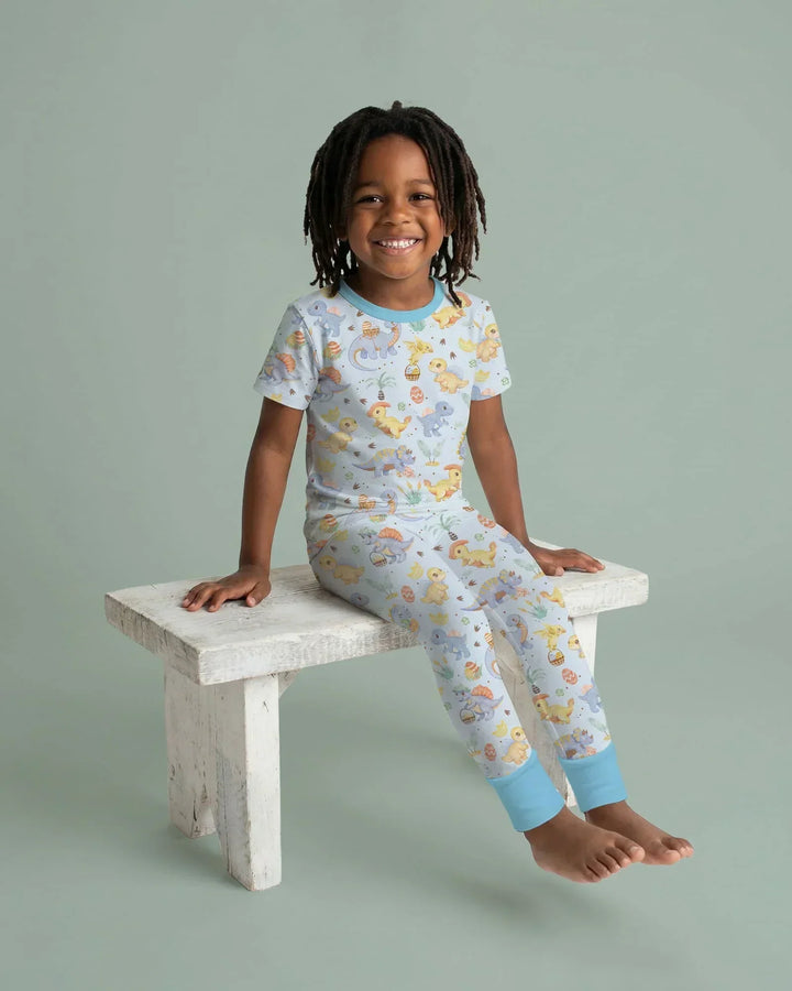 Dino Easter Bamboo Two Piece Short Sleeve Pajama Set