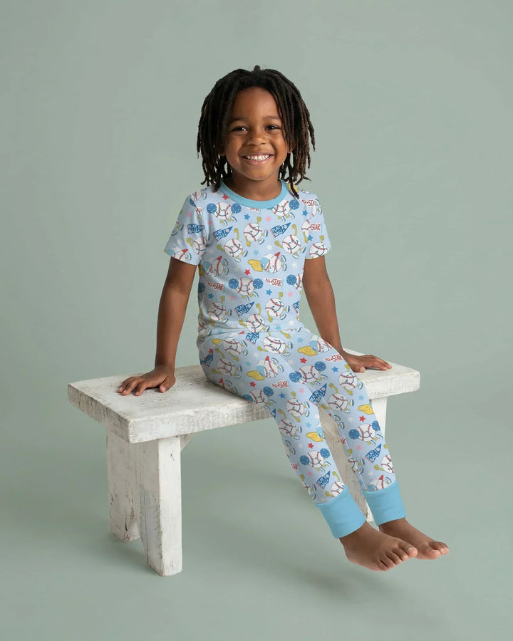 Baseball Crew Bamboo Two Piece Short Sleeve Pajama Set