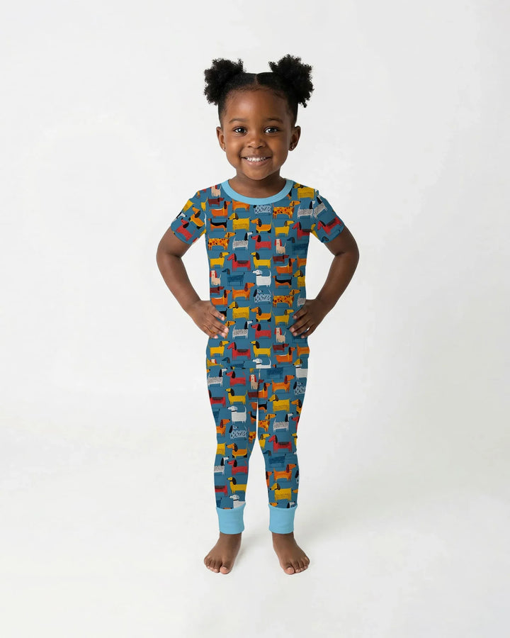 Whimsical Dachshund Bamboo Two Piece Short Sleeve Pajama Set