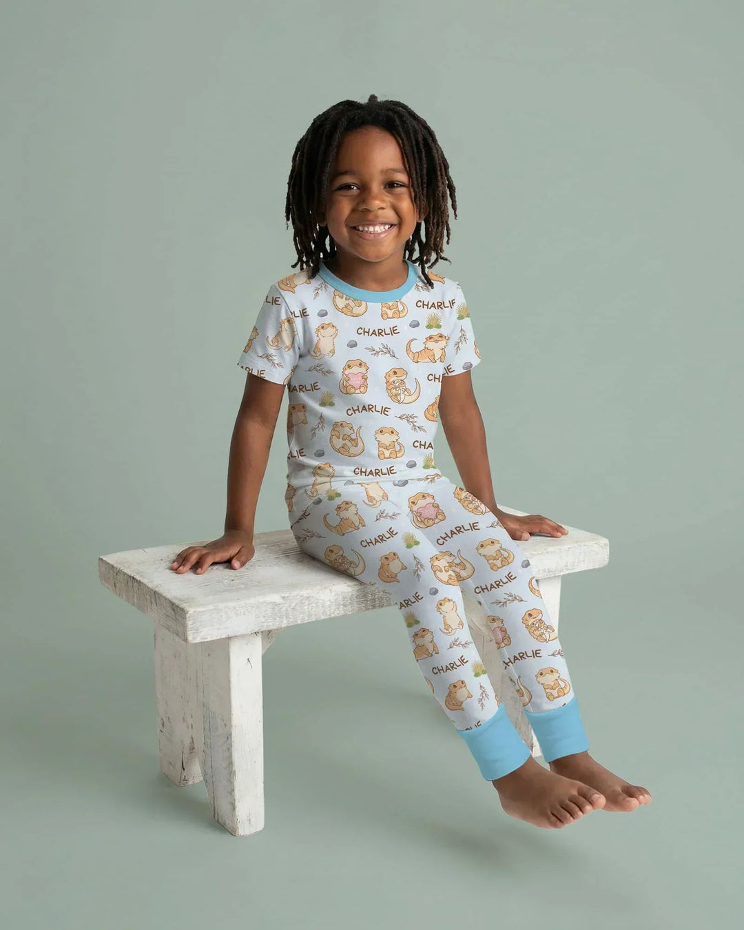 Custom Name Clueless Beardie Bamboo Two Piece Short Sleeve Pajama Set