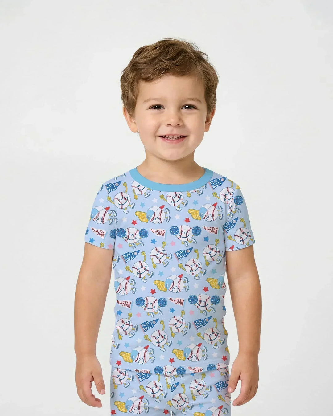 Baseball Crew Bamboo Two Piece Short Sleeve Pajama Set