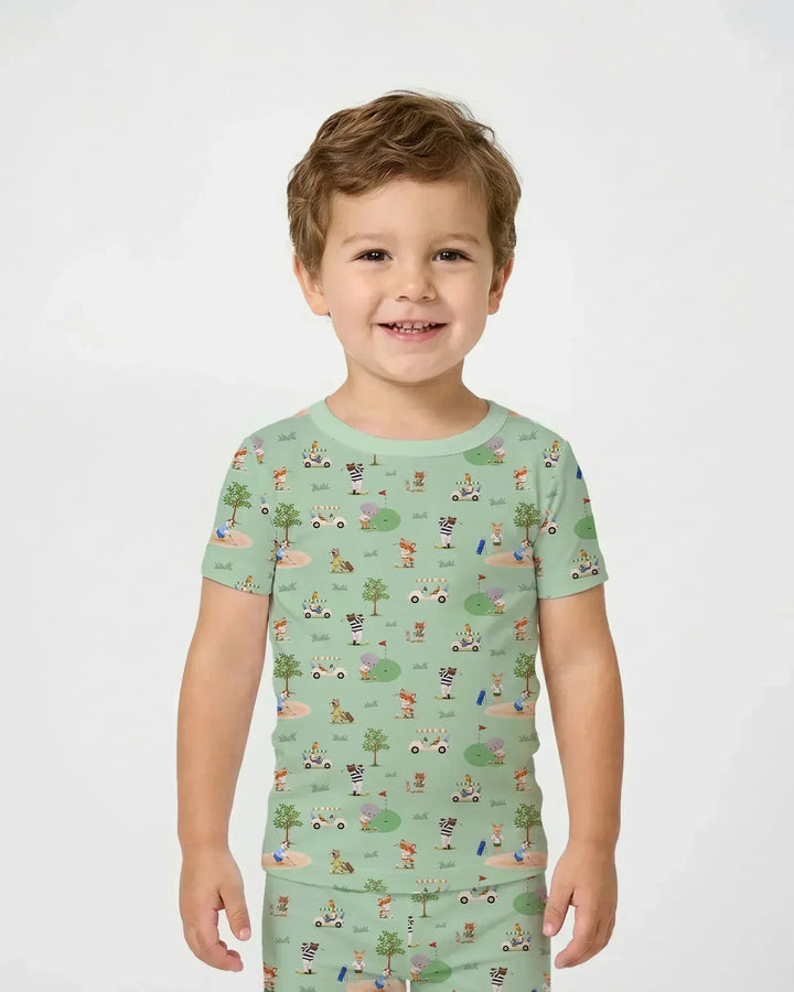 Let's Golf Bamboo Two Piece Short Sleeve Pajama Set
