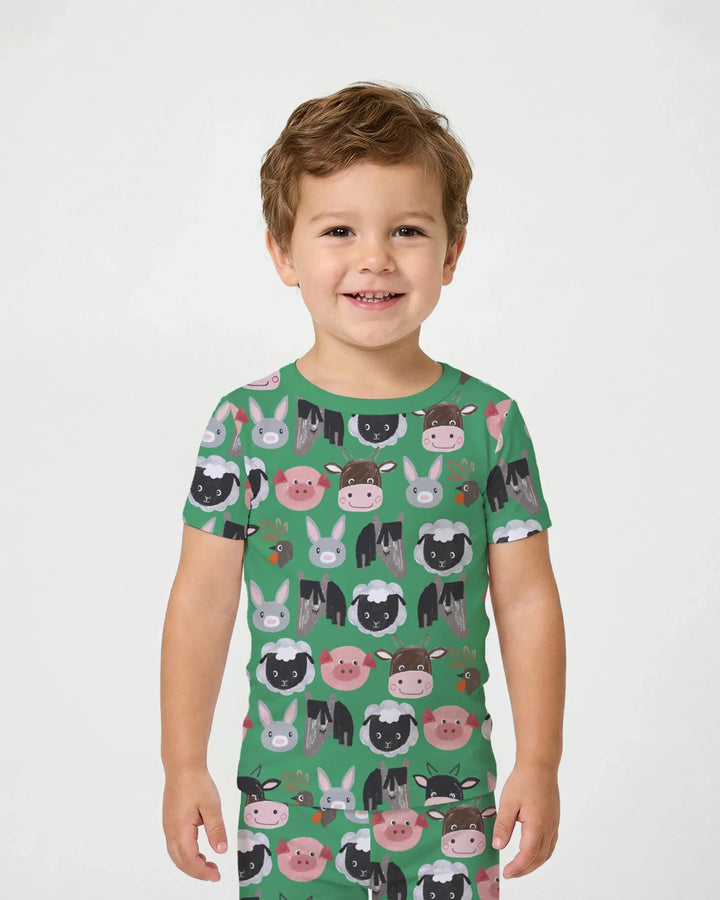 Farm Friends Family Matching Bamboo Two Piece Short Sleeve Pajama Set