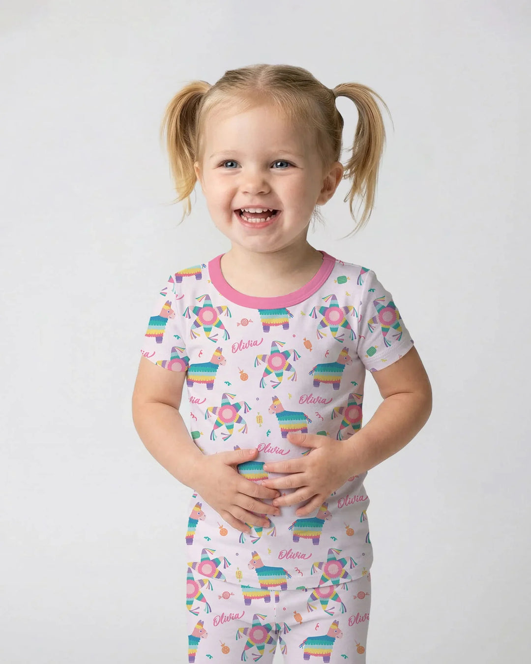 Custom Name Smash the Pinata Bamboo Two Piece Short Sleeve Pajama Set